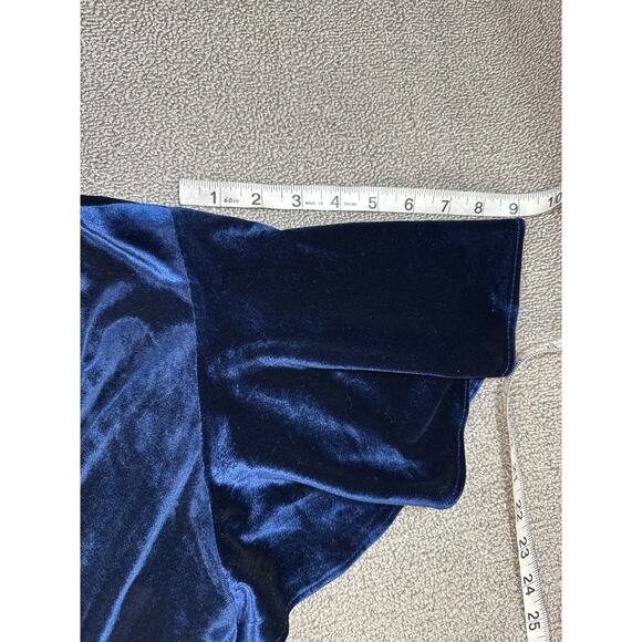 Ignite Evenings Velvet Maxi Dress Flutter Sleeve Full Length Formal Navy Blue 12 - Picture 12 of 12